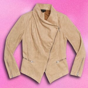 Size‎ Large Y2K Rampage Tan Faux Suede Zipper Light Jacket
